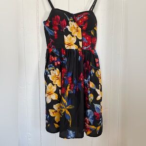 Floral Dress - Black, Red, Yellow
